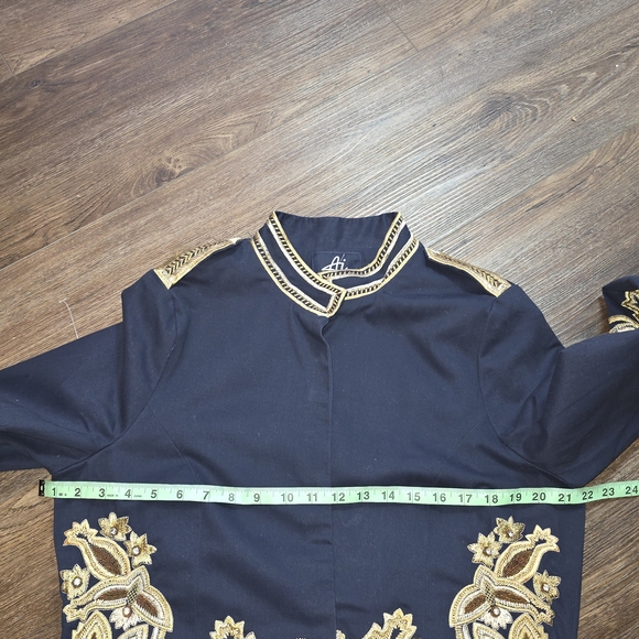 Authentic Icon Embroidered Military Crop Jacket Navy Gold XL - Picture 10 of 13